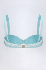 Broderie Anglaise Underwired Balconette Bikini Top in Powder Blue