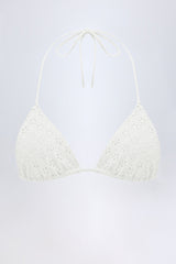 Broderie Anglaise Triangle Bikini Top in White