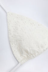 Broderie Anglaise Triangle Bikini Top in White