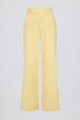 Ribbed Knit Wide-Leg Joggers in Lemon