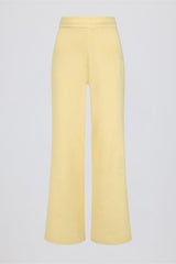 Ribbed Knit Wide-Leg Joggers in Lemon