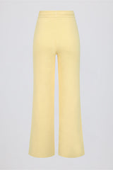 Ribbed Knit Wide-Leg Joggers in Lemon