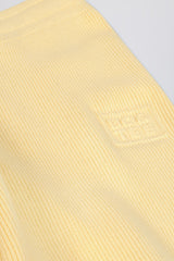 Ribbed Knit Wide-Leg Joggers in Lemon