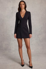 Structured Single-Breasted Blazer Mini Dress in Black