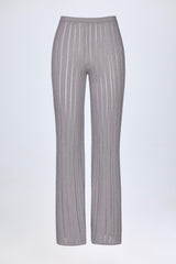 Mid-Rise Flared Trousers in Silver