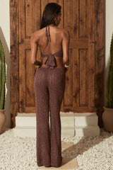 Mid-Rise Flared Trousers in Bronze