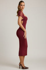 Slinky Jersey Open-Back Midaxi Dress in Wine Red