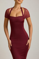 Slinky Jersey Open-Back Midaxi Dress in Wine Red