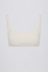 Soft Active Seam-Detail Sports Bra in Cream