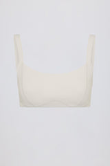Soft Active Seam-Detail Sports Bra in Cream