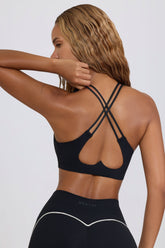 Soft Active V-Neck Sports Bra in Black