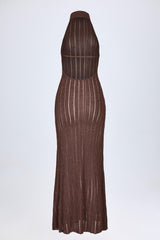 Backless Halterneck Maxi Dress in Bronze