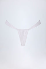 Ruched Thong Bikini Bottoms in White