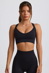 Super Sculpt Seamless Crossback Sports Bra in Black