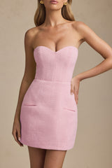 Sweetheart-Neck Strapless Structured Mini Dress in Soft Pink