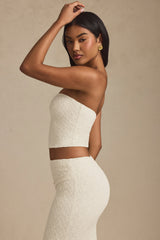 Ruched Strapless Lace Top in Ivory