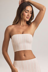 Modal Strapless Crop Top in Stripe Print
