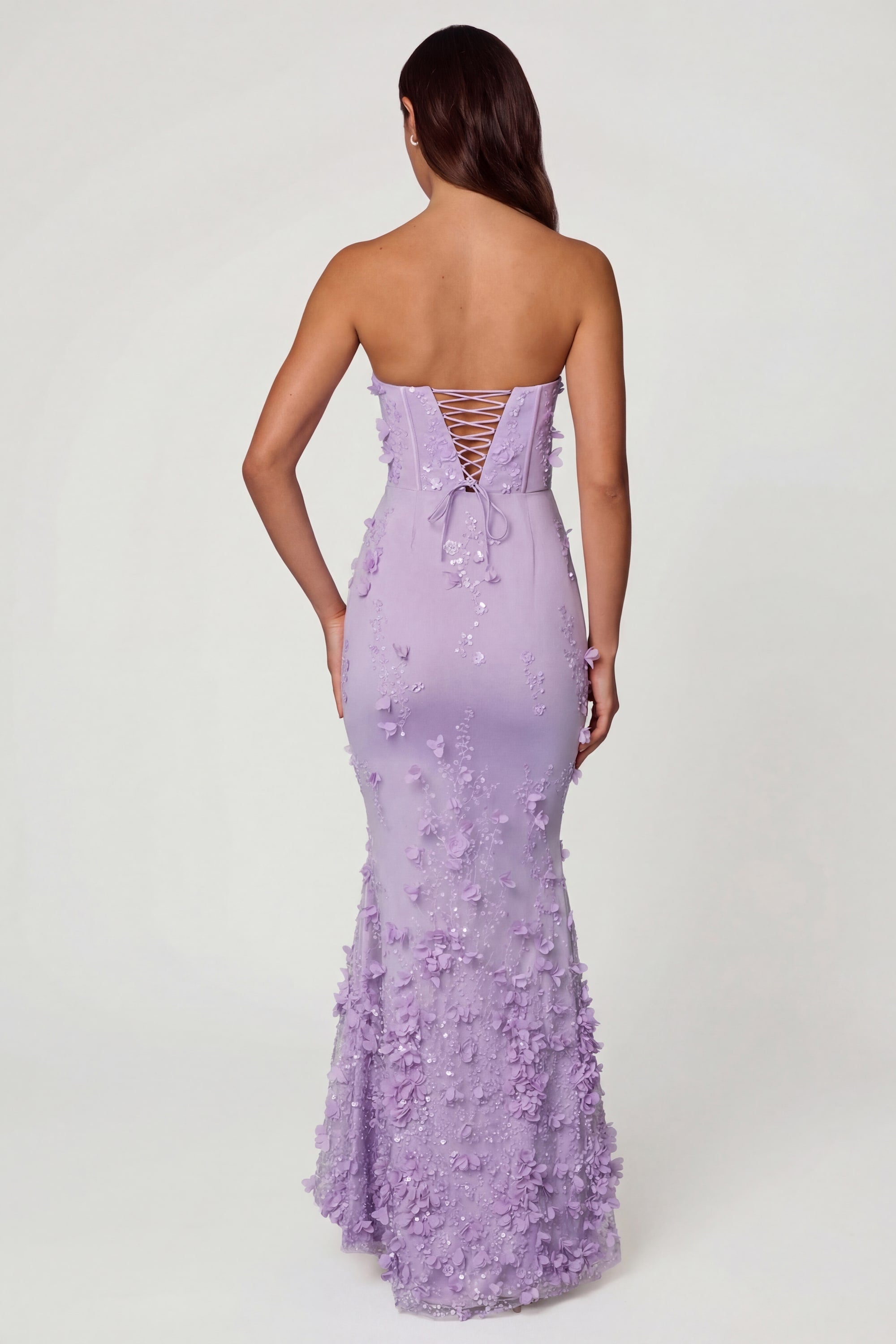 Lace-Up Corset Maxi Dress in Lilac