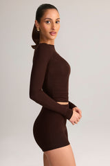 Modal High-Rise Bodycon Mini Shorts in Chocolate Brown