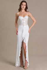 Premium Embellished Lace Corset Gown in White