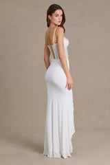 Premium Embellished Lace Corset Gown in White