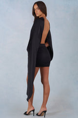 Draped Cape Mini Dress  in Black
