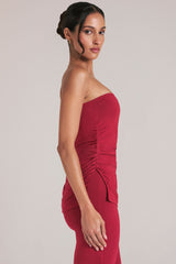 Bandeau Longline Top in Cherry Red