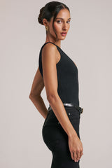 Deep Plunge Halterneck Bodysuit in Black