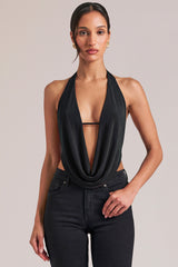 Draped Cowl Top in Black