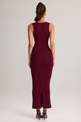 Modal Square-Neck Bodycon Midi Dress in Wine