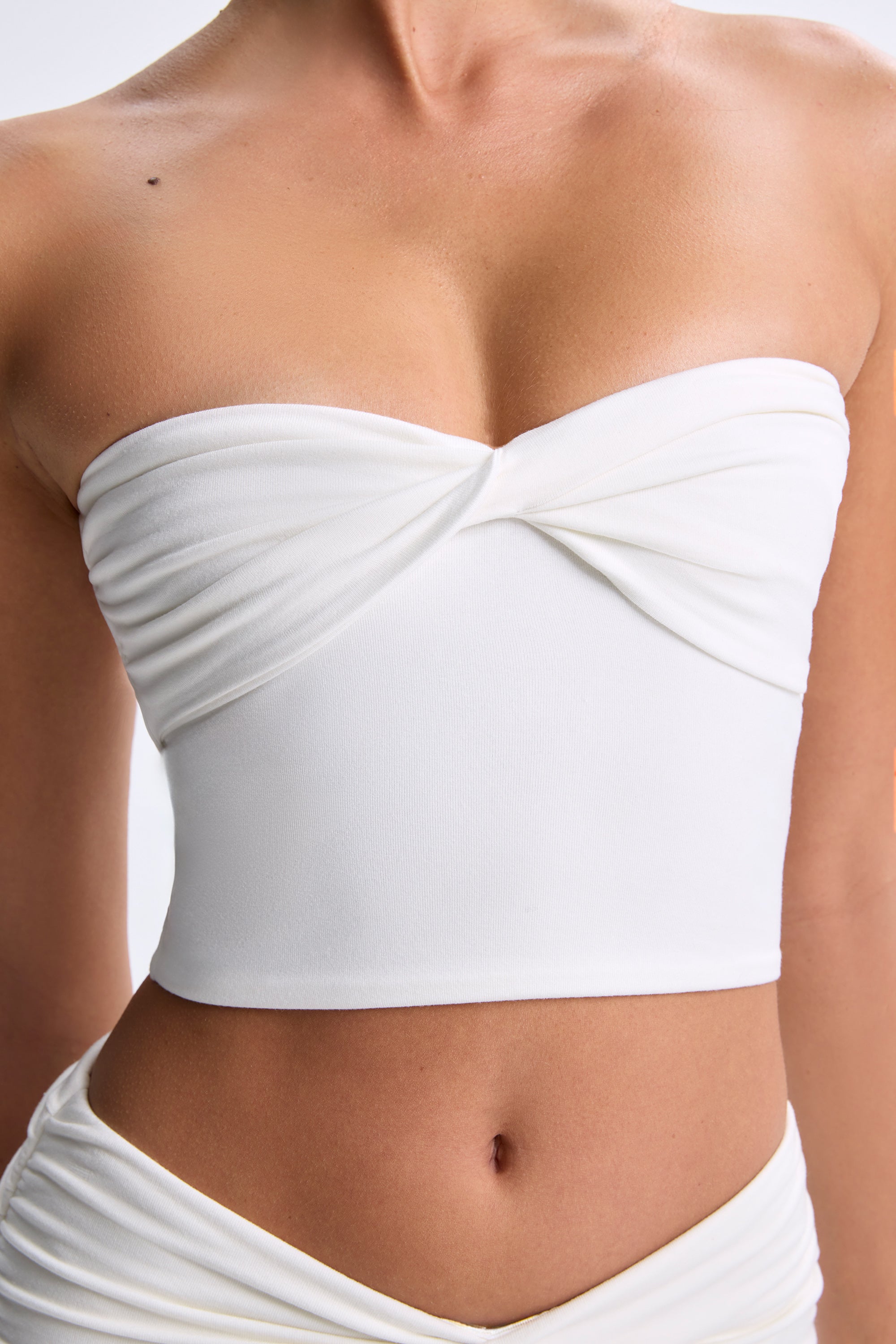 Modal Twist-Front Bandeau Top in White