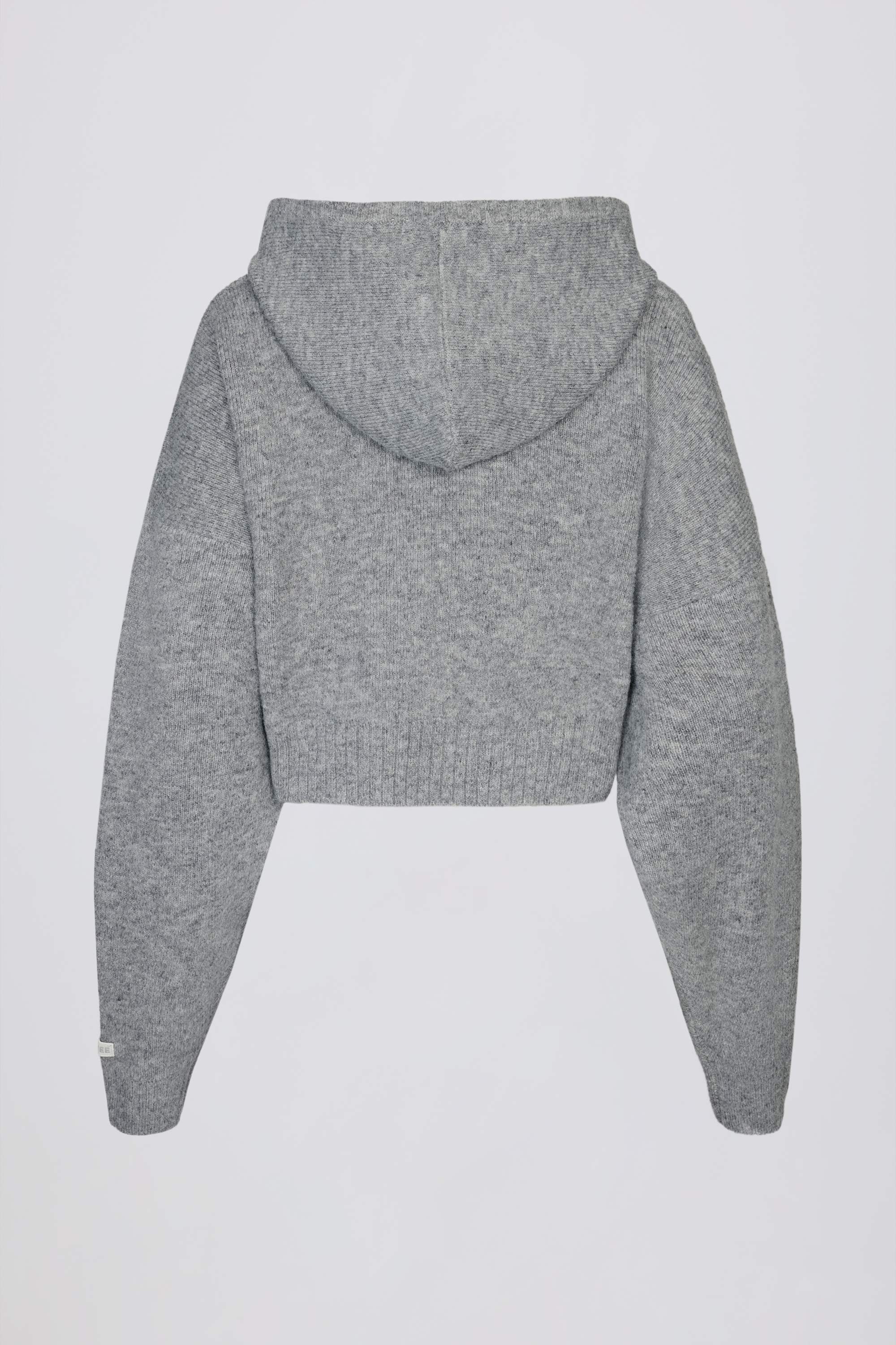 Soft Knit Zip-Up Cropped Hoodie in Grey