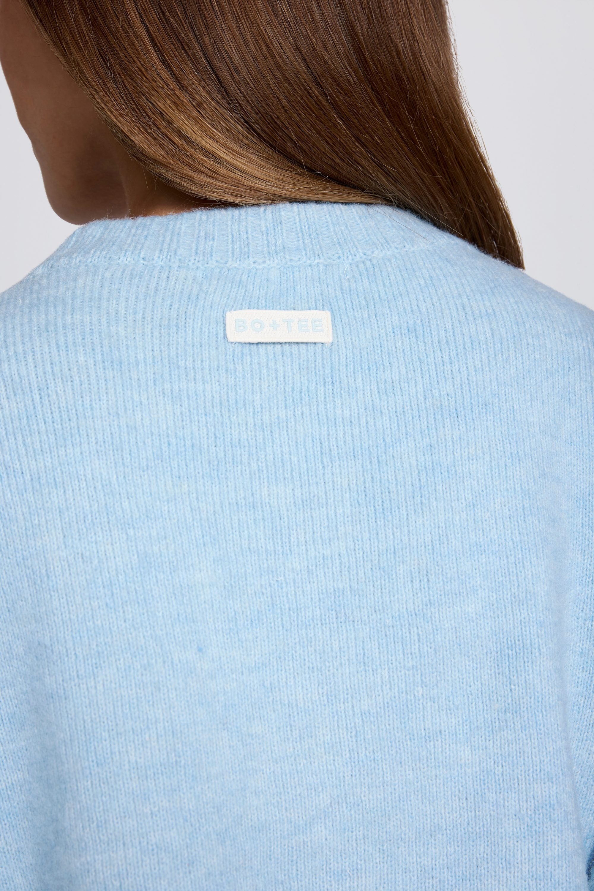 Knit Cropped Cardigan in Powder Blue