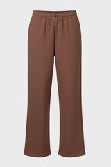 Brushed Jersey Wide-Leg Joggers in Cocoa