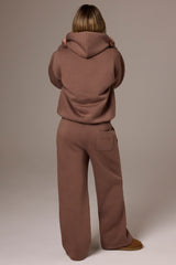 Brushed Jersey Wide-Leg Joggers in Cocoa
