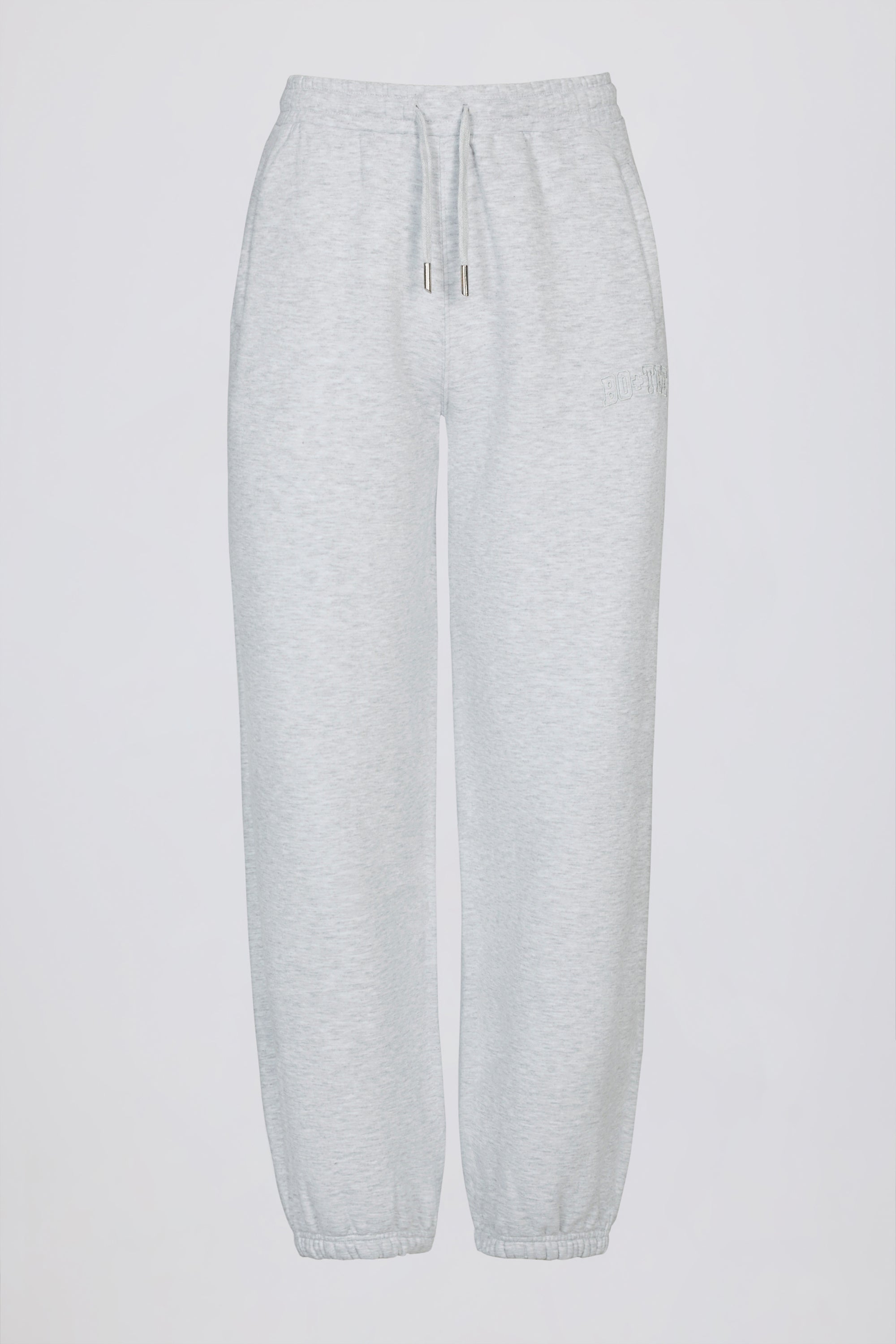 Brushed Cotton Jersey Mid-Rise Relaxed Joggers in Grey Marl