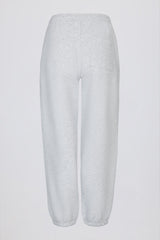 Brushed Cotton Jersey Mid-Rise Relaxed Joggers in Grey Marl