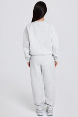 Brushed Cotton Jersey Mid-Rise Relaxed Joggers in Grey Marl