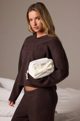 Corduroy Bow Makeup Bag in Ivory