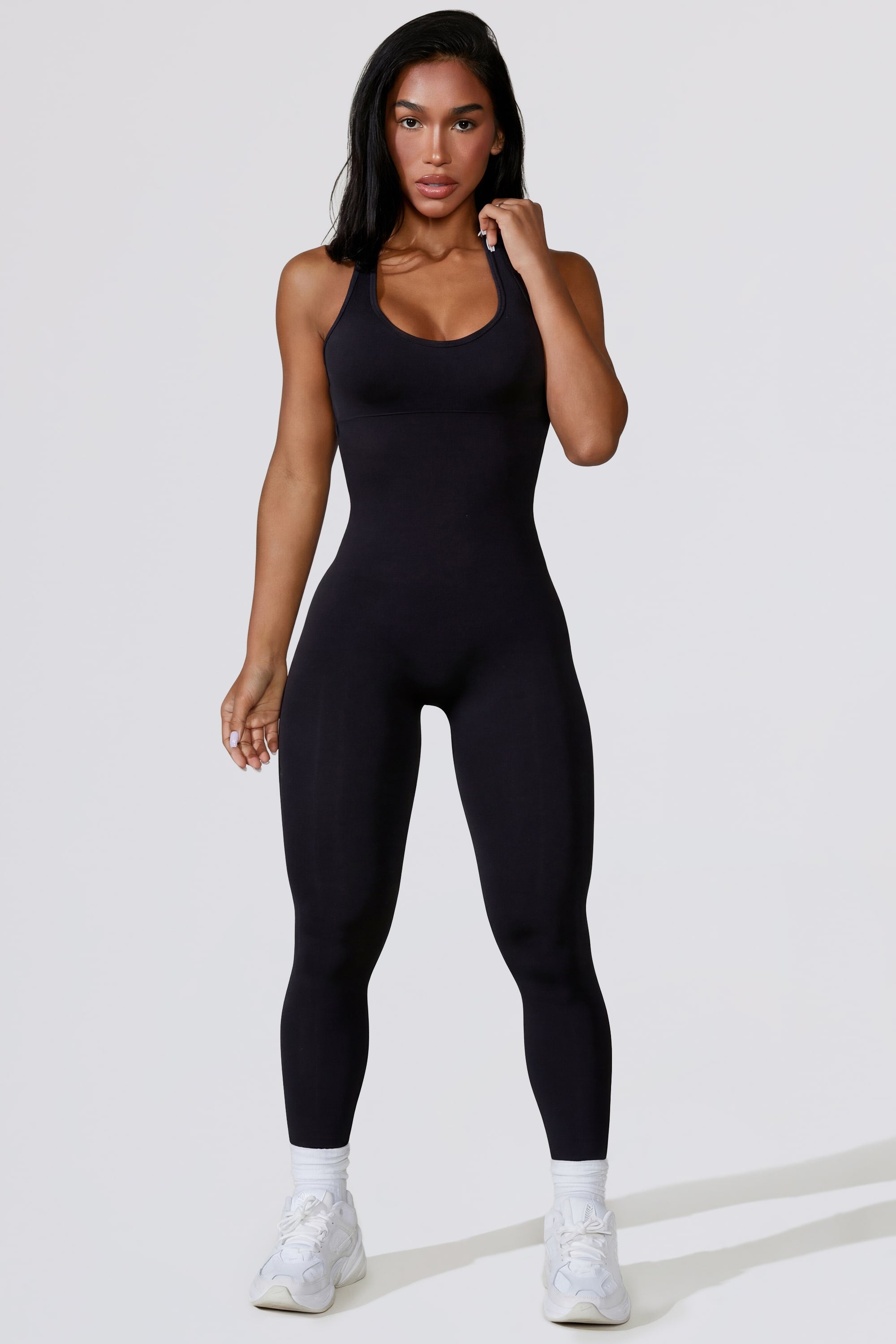Open Back Define Luxe Unitard in Black