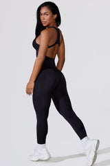 Open Back Define Luxe Unitard in Black