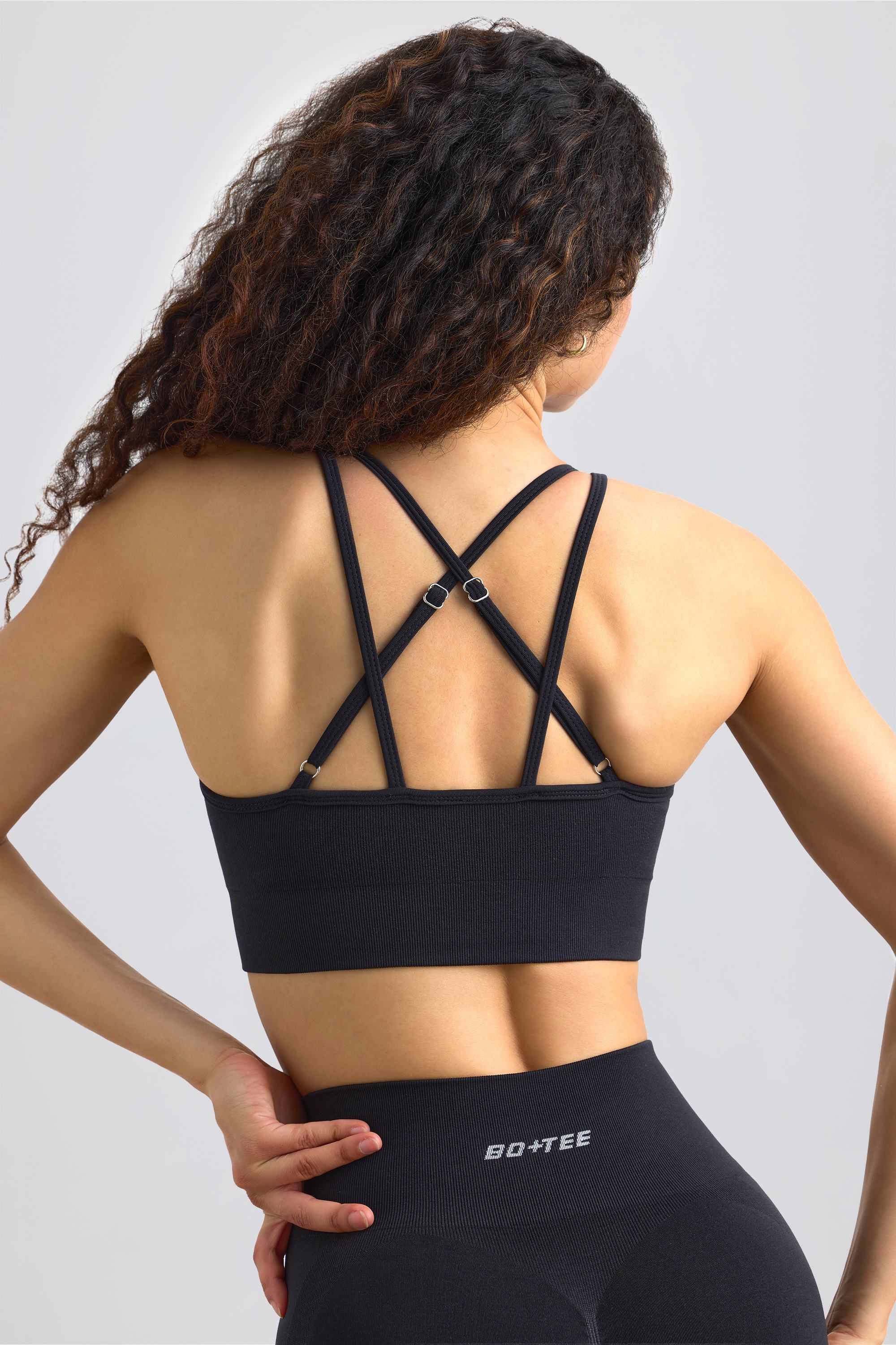 Strappy Define Luxe Sports Bra in Black