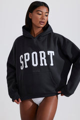 Soft Cotton Fleece Oversized Hoodie in Black