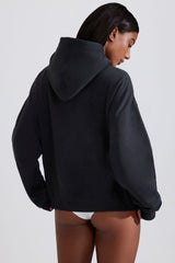 Soft Cotton Fleece Oversized Hoodie in Black