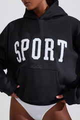Soft Cotton Fleece Oversized Hoodie in Black