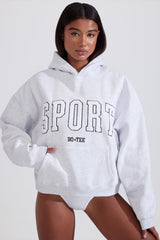 Soft Cotton Fleece Oversized Hoodie in Marl Grey