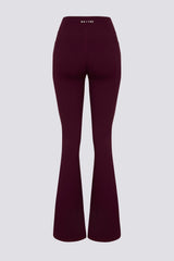 Soft Active V-Waist Pocket Flared Leggings in Burgundy