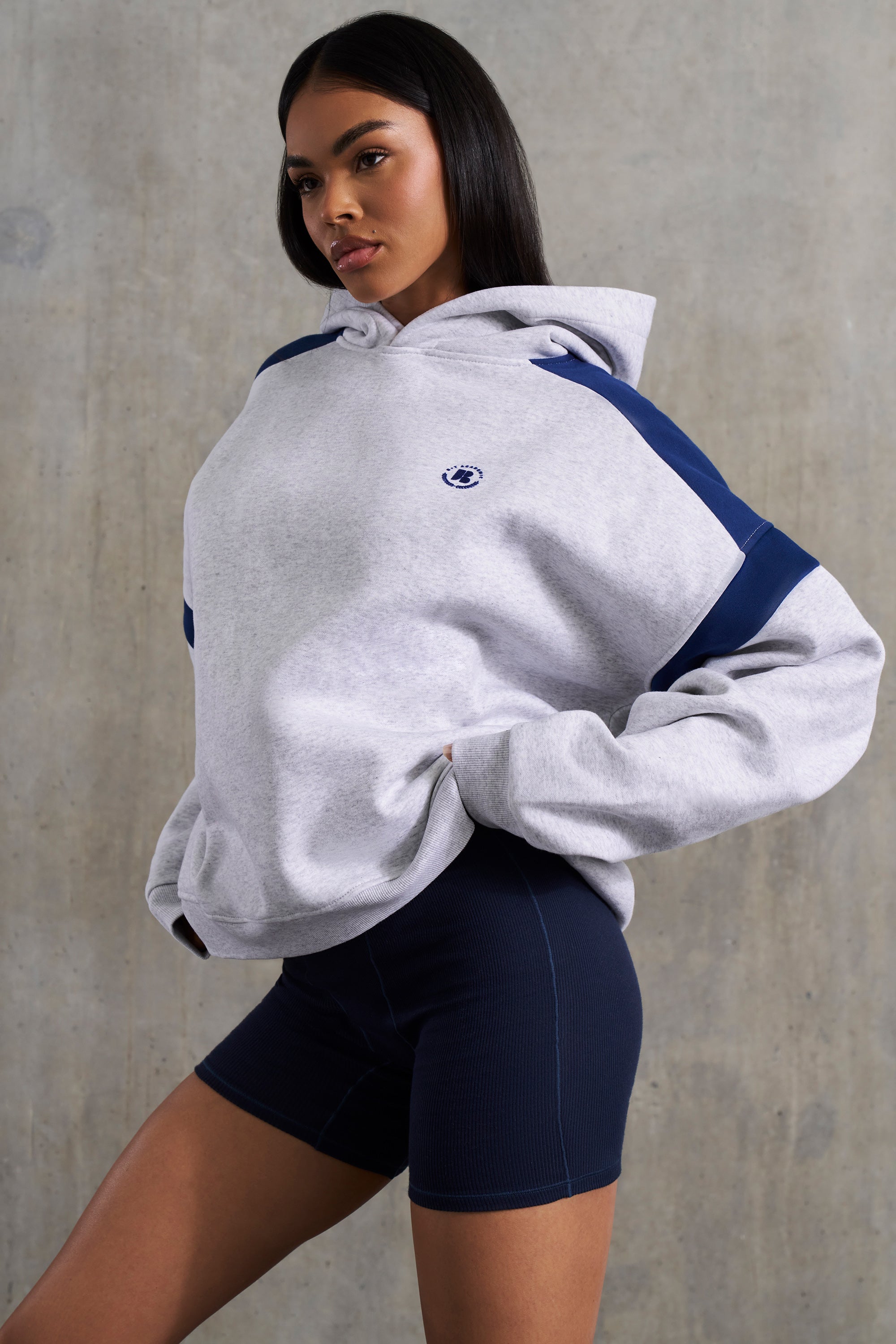 Cotton Fleece Oversized Hoodie in Heather Grey