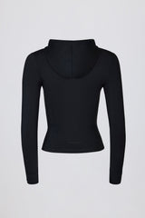 Soft Active Hooded Mid-Layer Jacket in Black
