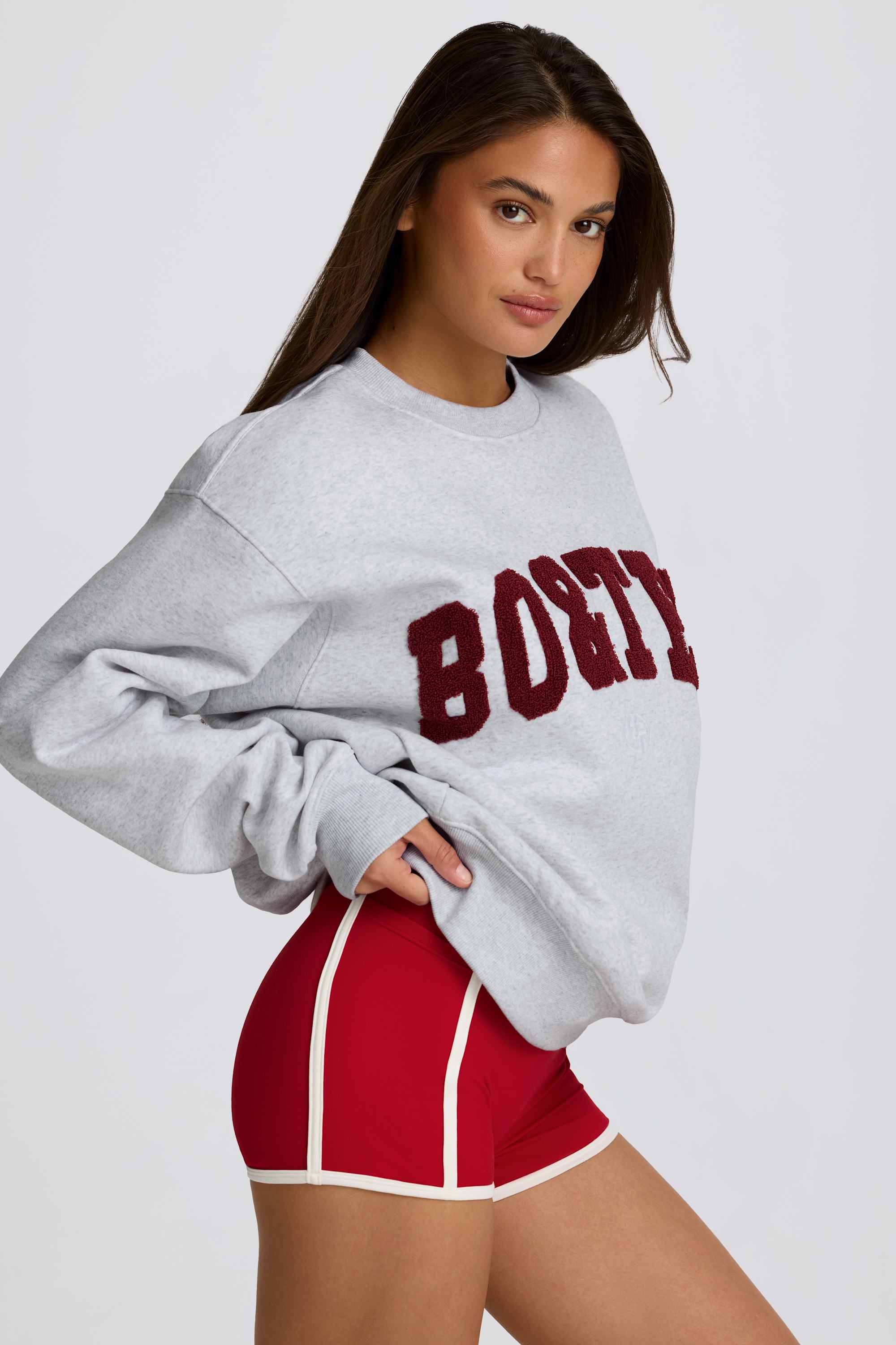 Oversized Crew-Neck Sweatshirt in Heather Grey
